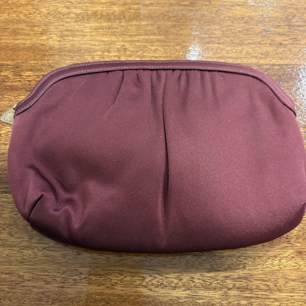 Vintage Morris Moskowitz Evening Clutch Bag‎ Satin Small Burgundy Satin Made USA